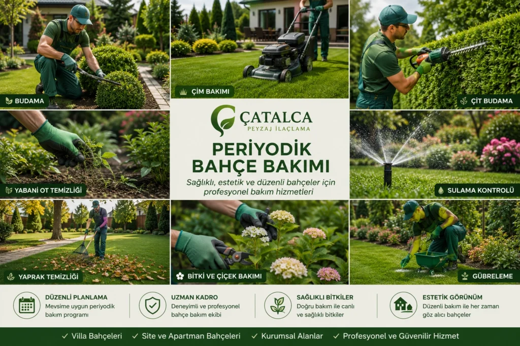 Villa bahçesinde Rain Bird otomatik sulama sistemi, pop-up sprinkler, damla sulama hattı ve timer kontrollü akıllı sulama uygulaması
